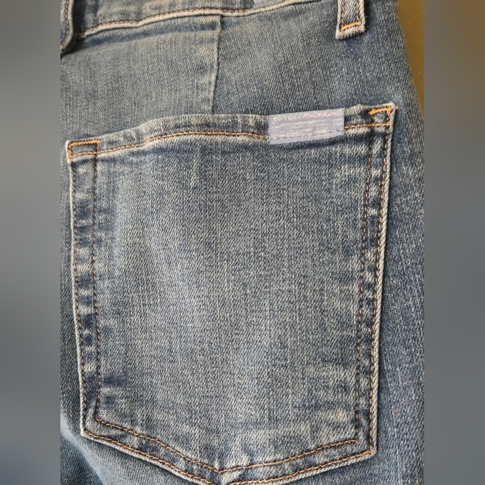 VINTAGE!! 7 For All Mankind | Blue 'Sloane'  Skinny Cargo Jeans, Waist 14" - Picture 5 of 9